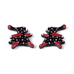 Черный Печатные непрозрачные бусины из смолы, маленькая девочка, чёрные, 25.5x25x6 мм, отверстие : 1.4 мм