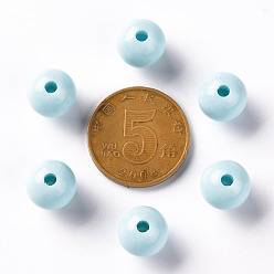 Sky Blue Opaque Acrylic Beads, Round, Sky Blue, 10x9mm, Hole: 2mm, about 940pcs/500g