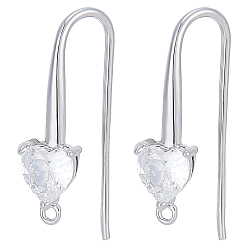 Платина 20шт. латунные серьги-крючки с кубическим цирконием, провод уха, с вертикальной петлей, платина, 22~29x13~17 мм, отверстие : 2 мм, 18 датчик, штифты : 1 мм, 20 шт / комплект
