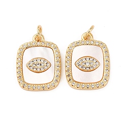 Настоящее золото 18K Латунные микро проложить кубического циркония подвески, прямоугольник с конским глазом, с естественной оболочке, стойки покрытие, долговечный, без свинца и без кадмия, с целью перехода в кольце, реальный 18 k позолоченный, 18.5x13.5x2.5 мм, отверстие : 3.5 мм