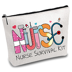 Слово Мешки для хранения из поликоттонового холста, металлические мешочки на молнии, прямоугольные, слово, 18x25 см