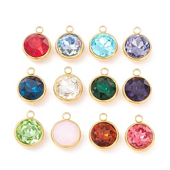 (52) Непрозрачная лаванда Ионное покрытие (ip) 304 нержавеющая сталь с k9 стеклом, реальный 18 k позолоченный, разноцветные, 18x14x9 мм, отверстие : 2.7 мм