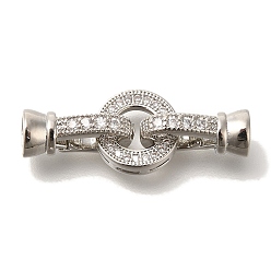 Платина Латунное микропейв, прозрачный кубический цирконий, складные застежки, без кадмия, без никеля и без свинца, кольцо, платина, 28 мм
