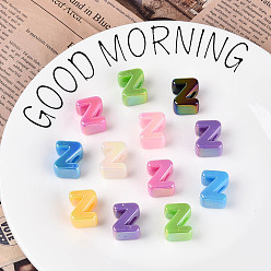 Letter Z УФ-покрытие непрозрачные акриловые европейские бусины, бусины с большим отверстием, разноцветные, Письмо Z, 20.5x17x13.5 мм, отверстие : 6 мм