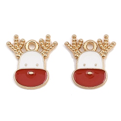 Олень Новогодняя тема сплава эмали подвески, без кадмия и без свинца, золотой свет, олень, 14.5x13.5x1.5 мм, отверстие : 1.5 мм