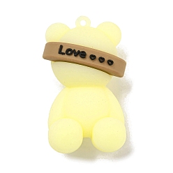 Желтый Пластиковые подвески из пвх 3d, подвесные украшения для сумки-брелока, медведь, желтые, 53.5x32x23 мм, отверстие : 2 мм