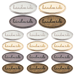 (52) Непрозрачная лаванда 16шт. 4цветные железные декоративные пряжки, овальной формы со словом ручной работы, разноцветные, 20x37x15 мм, 4 шт / цвет