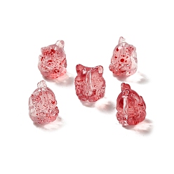 Индийский Красный Прозрачные стеклянные бусины, градиент цвета, лиса, Индийская красная, 16x14x12.5 мм, отверстие : 1.5 мм