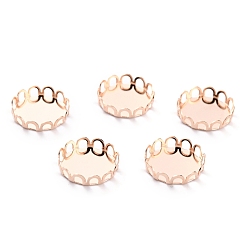 Розовое Золото 304 Настройки нержавеющей стали кабошон, кружева края ободок чашки, плоско-круглые, розовое золото , 13x3 мм лоток: 12 мм