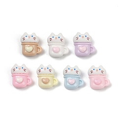 Cat Shape Непрозрачные кабошоны из смолы, случайный цвет, кружка в форме кошки, 12.5x11.5x6 мм