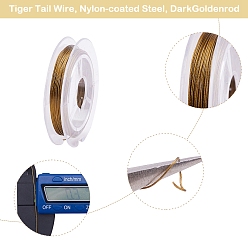 Dark Goldenrod Tiger Tail Wire, Nylon-coated Stainless Steel, Dark Goldenrod, 0.38mm, about 32.8 Feet(10m)/roll