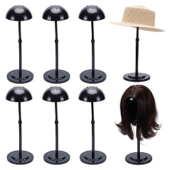 Black 8Pcs Plastic Wig Display Stands, Hat Rack, Half Round, Black, 16.2x25~48cm