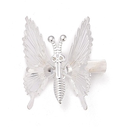 Серебро Железные заколки для волос , винтажные декоративные аксессуары для волос, движущаяся бабочка, серебряные, 38x19x1 мм, пригодный для стразов 1.6 мм