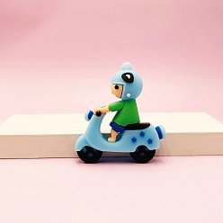 Светло-Голубой Пластиковые подвески из пвх, человек с мотоциклом, Небесно-голубой, 53x57x16 мм