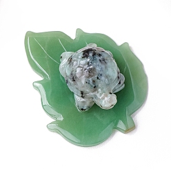 Джаспер Кунжут Зеленые авантюриновые украшения для витрины, украшение домашнего офиса, с кунжутной яшмовой черепахой, 80~90x50~55 мм