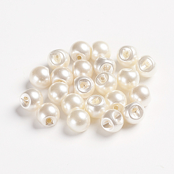 Beige Resin Buttons, 1-Hole, Round, Beige, 9mm, Hole: 1.4mm