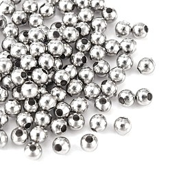 Stainless Steel Color 304 Stainless Steel Round Beads, Stainless Steel Color, 4mm, Hole: 1mm