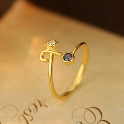 Овен 925 Кольца-манжеты из стерлингового серебра с паве из кубических цирконий, созвездий, золотые, Овен, внутренний диаметр: 16~19 мм