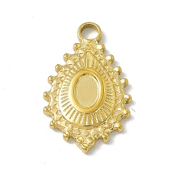 Golden 304 Stainless Steel Pendant Cabochon Settings, Teardrop, Golden, Tray: 5x3.5mm, 22x13.5x2.5mm, Hole: 2.7mm