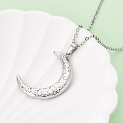 Нержавеющая Сталь Цвет 304 подвесные из нержавеющей стали ожерелья, луна, не тускнеет, цвет нержавеющей стали, 17.72~18.11 дюйм (45~46 см)