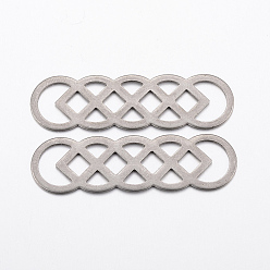 Stainless Steel Color Tarnish Resistant 201 Stainless Steel Links connectors, Stainless Steel Color, 40x11.5x0.8mm, Hole: 3~8.5mm