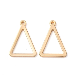 Настоящее золото 18K Латунные подвески, без кадмия, без никеля и без свинца, треугольные, полый, реальный 18 k позолоченный, 18.5x12.5x1 мм, отверстие : 1.2 мм