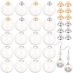 (52) Непрозрачная лаванда 30 шт. Круглые бутылки с механизированными выдувными стеклянными шарами, с латунными подвесными дужками 30 шт., разноцветные, 8~20x8~19 мм, половину отверстия: 5 мм