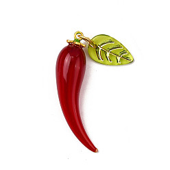 Красный Подвески из латунной эмали и лэмпворк ручной работы, перец, красные, 45~47x11~12x11~12 мм