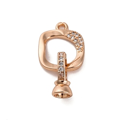 Розовое Золото Латунное микропейв, прозрачный кубический цирконий, складные застежки, без свинца и без кадмия, квадратный, розовое золото , Кольцо: 15.5x13x2 mm, отверстие : 1.6 мм