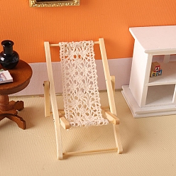 Bois Solide Modèle de chaise longue en bois, mini-meubles, décorations de jardin de maison de poupée miniature, burlywood, 63x109x59mm