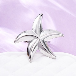 Нержавеющая Сталь Цвет 304 из нержавеющей стали манжеты кольца, морская звезда, цвет нержавеющей стали, 33x33 мм, внутренний диаметр: 17 мм