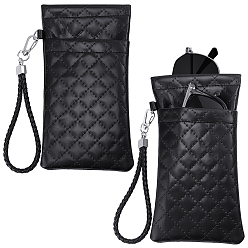 Черный Чехлы для очков из искусственной кожи, прямоугольные, чёрные, 186x105x10 мм