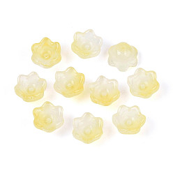 Светло-хаки Прозрачные двухцветные колпачки для стеклянных бусин, окрашенные аэрозольной краской, цветок, светлый хаки, 7x11.5x11.5 мм, отверстие : 0.8~1.4 мм, около 1950~2000 шт / упаковка