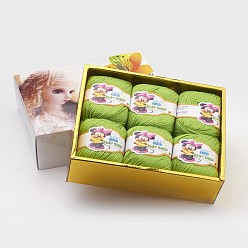 Зелено-Желтый Детская Пряжа, с хлопком, шелк и кашемир, зеленый желтый, 1 мм, о 50 г / рулон, 6 рулонов / коробке