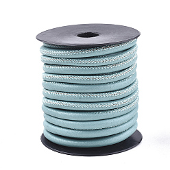 Aqua PU Leather Cords, Aqua, 5.5~6mm, about 10.93 yards(10m)/roll