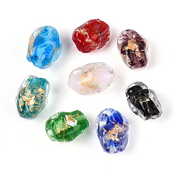 (52) Непрозрачная лаванда Ручной работы золотые и серебряные шарики фольги стекла, самородки, разноцветные, 12.5~14x10~11x9~10 мм, отверстие : 1.2~1.4 мм