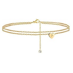 Letter P Браслеты на лодыжку из латуни с хрустальными стразами, золотые, Письмо P, 9-1/8 дюйм (230 мм)