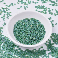 (HTL146FR) Matte Transparent Green AB MIYUKI Half TILA Beads, Japanese Seed Beads, 2 Hole, (HTL146FR) Matte Transparent Green AB, 5x2.3x1.9mm, Hole: 0.8mm, about 2500pcs/100g