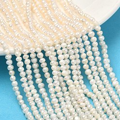 Античный Белый Нити из натурального культивированного пресноводного жемчуга, картофель, класс 2, старинный белый, 3~4 мм, отверстие : 0.5 мм, около 100 шт / нитка, 13.54'' (34.4 см)