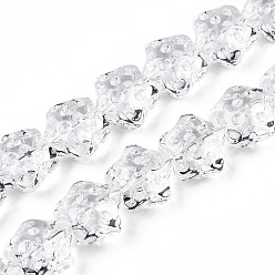 Прозрачный Прозрачные стеклянные бусины нити, звезда, прозрачные, 14~14.5x15x9~9.5 мм, отверстие : 1 мм, около 45 шт / нитка, 24.80~26.1'' (63~65.25 см)