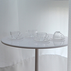 Прозрачный Пластиковая модель чашки и блюдца, аксессуары для кукольного домика с микро-ландшафтом, притворяясь опорными украшениями, прозрачные, 11x20 мм, 4 шт / комплект