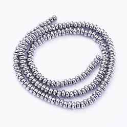 Pearl Luster Plated Non-magnetic Synthetic Hematite Beads Strands, Vacuum Plating, Rondelle, Platinum Plated, 4x2mm, Hole: 1mm, about 170pcs/Strand, 15.94 inch(40.5cm)