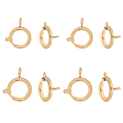 Golden PVD Vacuum Plating 304 Stainless Steel Spring Ring Clasps, Golden, 12~17x8~12x1.5~2mm, Hole: 2~3mm, 10pcs/box