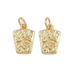 Настоящее золото 18K Кулон из циркония, талисманы для деревьев и домов, с целью перехода в кольце, стойки покрытие, долговечный, без свинца и без кадмия, реальный 18 k позолоченный, 12.5x9x2 мм, отверстие : 3 мм