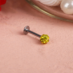 Цитрин 316l хирургические лабреты из нержавеющей стали с круглым шариком без резьбы, с полимерной глиной горный хрусталь, цвет нержавеющей стали, цитрин, 8 мм, штифты : 1.2 мм, Руководитель: 4 mm