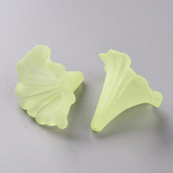 Green Yellow Transparent Acrylic Beads, Calla Lily, Frosted, Green Yellow, 40.5x33x35mm, Hole: 1.8mm, about 135pcs/500g