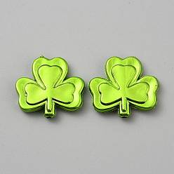 Желто-Зеленый Пп пластиковые бусины, клевер, желто-зеленый, 26.5x29.5x5.5 мм, отверстие : 2 мм
