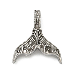 Другие 304 подвески из нержавеющей стали, цвет нержавеющей стали, хвост кита, 30x27x7 мм, отверстие : 6.5x3 мм