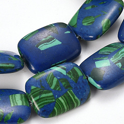 Blue Synthetic Turquoise Beads Strands, Dyed, Rectangle, Blue, 20~21x15~16x6mm, Hole: 1.5mm, about 19pcs/strand, 15.7 inch