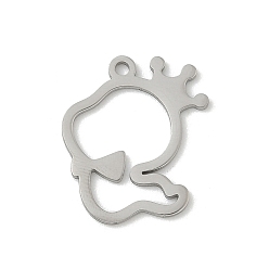 Нержавеющая Сталь Цвет 304 подвески из нержавеющей стали, лазерная резка, змея с короной, анти-тускнение, цвет нержавеющей стали, 17.5x16x1 мм, отверстие : 1.5 мм